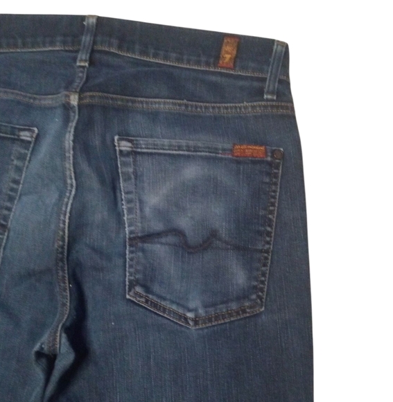 7 For All Mankind Dark Wash 5 Pocket Slimmy Straight Leg Jeans Size 32 - Picture 6 of 10